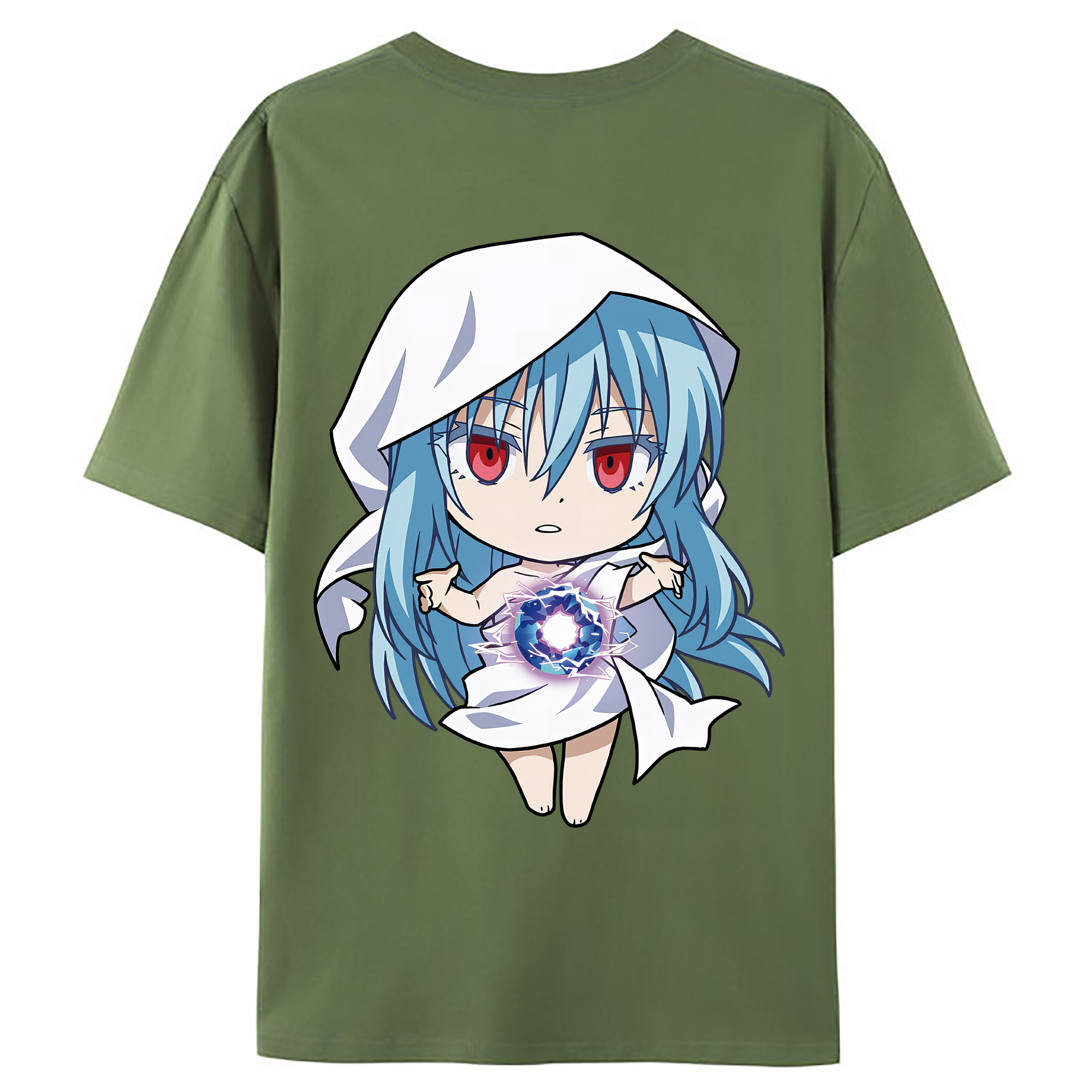 （画像用） 転スラ Regarding Reincarnated to Slime 綿100％ メンズ半袖Tシャツ（バックプリント） 通気性